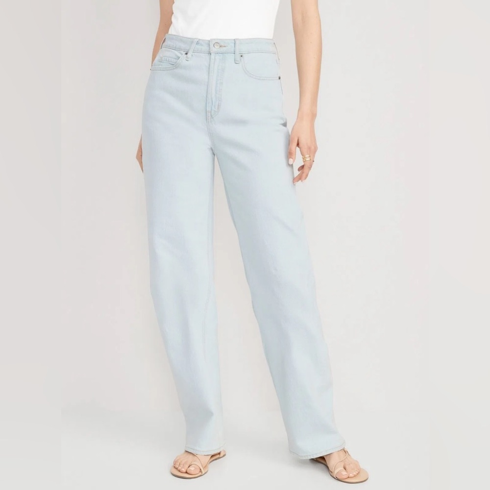 New Extra High-Waisted Button-Fly Sky-Hi Straight Raw-Hem Jeans For Women